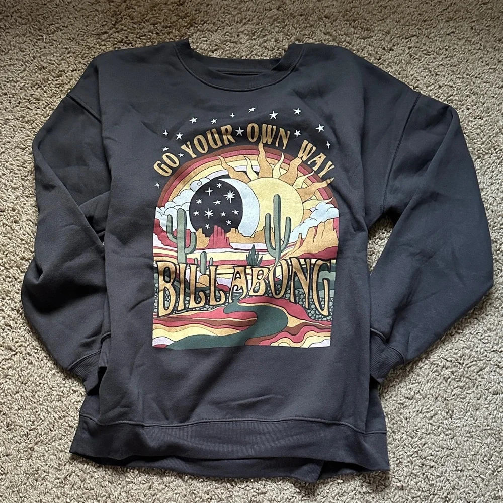 Billabong Black Desert Graphic Sweatshirt Go Your Own Way - Picture 1 of 5
